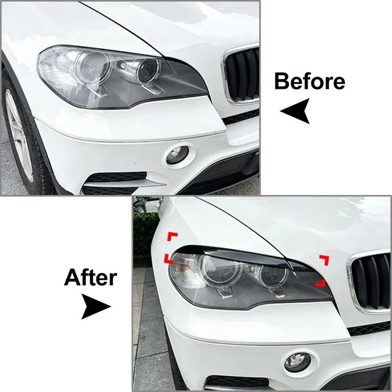 Copertura Coperchio Sopracciglia Palpebra Lampada Fari Auto Per BMW X5 E70 2008 2009 2010 2011 2012 2013