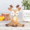 Natural Resin Sika Deer Ornaments Mini Cartoon Animal Crafts Cute Miniature Car Home Decorations