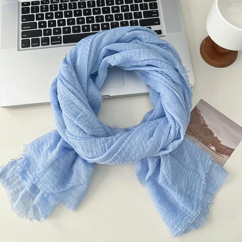 Autumn and winter scarf women's new versatile long solid color high-end scarf warm scarf shawl silk scarf