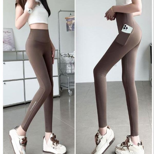 Pantaloni de Yoga cu Talie Înaltă, Subțiri, cu Buzunar din Plasă, Control Abdomen, Ridicare Fese, Colanți Strâmți pe Picior, Ținută de Primăvară