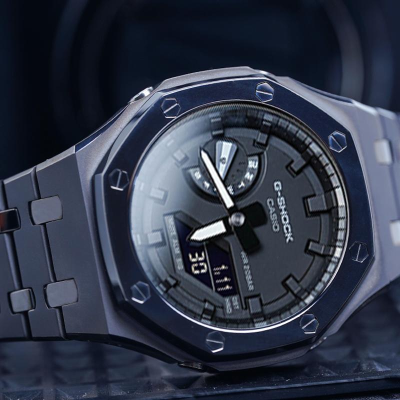 Casio Herren Flüssigkristall/Analog Dual-Display Serie Schwarze Uhr GA-2100-7A-