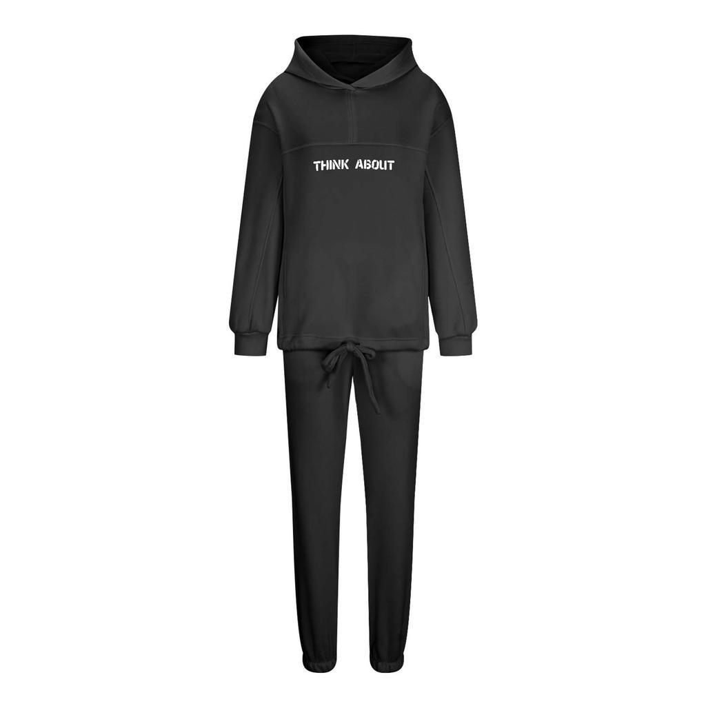 Women's Spring And  Solid Color Round Neck Pullover Pants Casual Long Sleeve Sweatshirt Suit