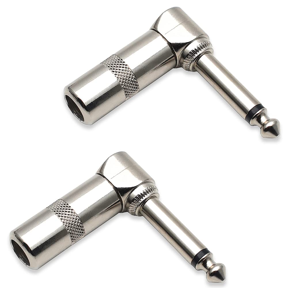 

Jack Right Angle Plug Set of 2 90 Degree Connector Terminal Guitar Plug Standard Phone Plug Monaural Standard Phone Plug for Headphone Guitar