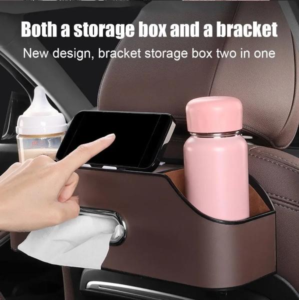 Multifunktionale Leder-Taschentuchbox Aufbewahrungsbox für die Rückseite des Autositzes Halter für Getränkebecher und Mobiltelefon für Citroen C1 C2 DS C4L VTS C-ELYSEE