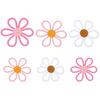 6Pcs/Set Bohemia Flower Wall Hanging Ornament Decoration Farmhouse Rustic Wooden Floral Wall Art Home Office Living Room Bedroom Wall Decoration