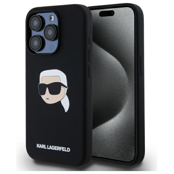 Karl Lagerfeld Klhmp15Lskhpplk Iphone 15 Pro 6.1 Czarny/Black Hardcase Silicone Karl Head Print Magsafe