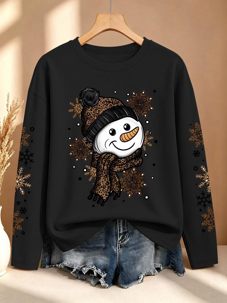 [Christmas] Women's Autumn Clothing Printed Long Sleeve T-Shirt Sports Casual Fashion Daily Versatile Personalized Fashion Style Top