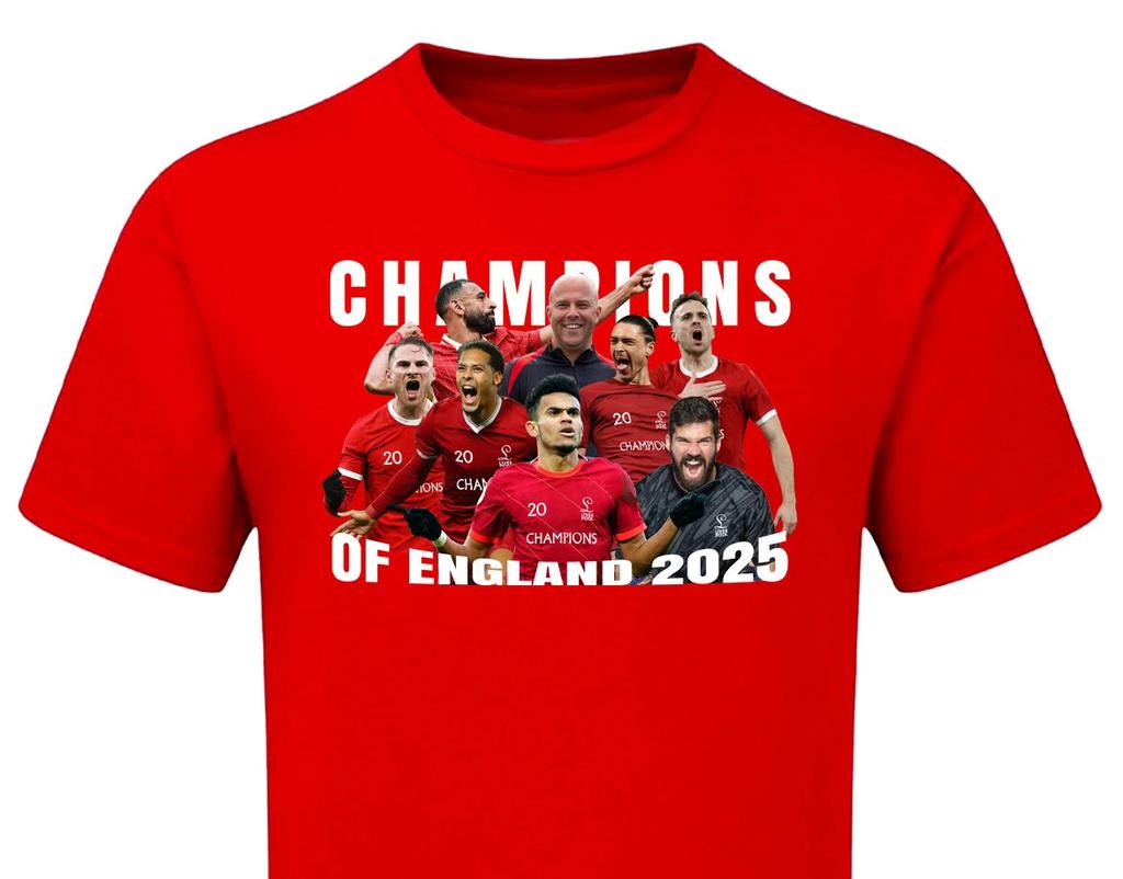 Summer New Men's Liverpool 20 England League Champions TSHIRT 2025 Player T-shirt Retro Fashion Unisex Short-sleeved Top