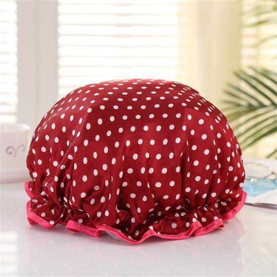 Useful Shower Hat Reusable Waterproof Double Layer Easy To Clean Quick Drying Bath Hat Household Supplies
