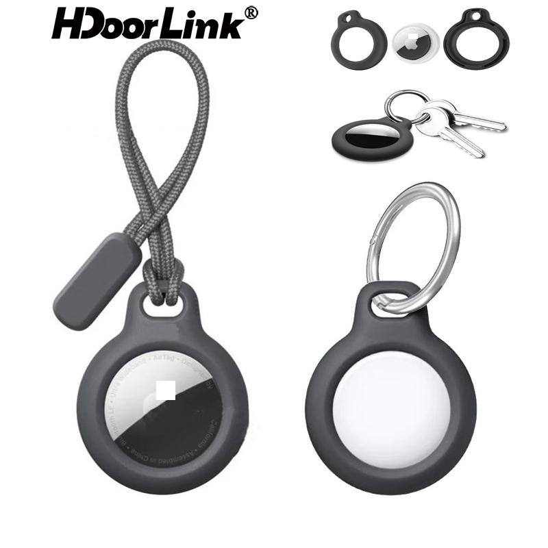 HdoorLink Bezpečný držák s popruhem pro pouzdro na iPhone Airtag Ochranný kryt Nárazník Příslušenství pro lokátor Proti poškrábání Klíčenka Pouzdro na AirTag