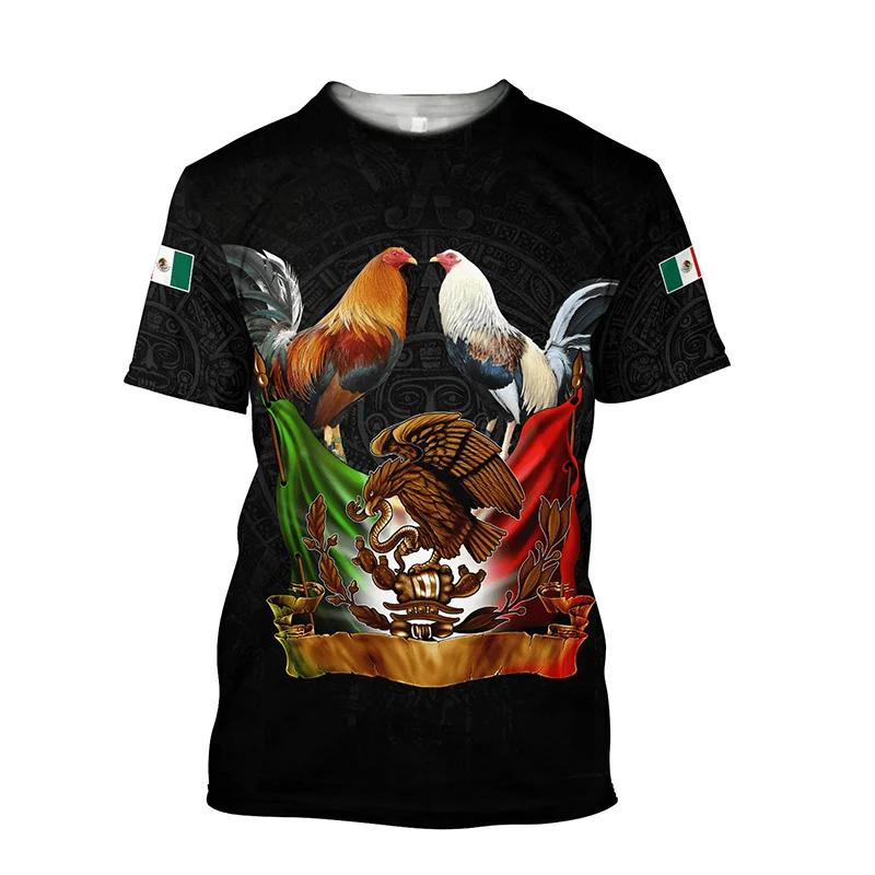 Lustiger Hahn 3D-Druck Herrenmode Colorblock Bequemes Atmungsaktives T-Shirt, Neues Lässiges Rundhals Kurzarm T-Shirt für Frühling Sommer Herrenbekleidung