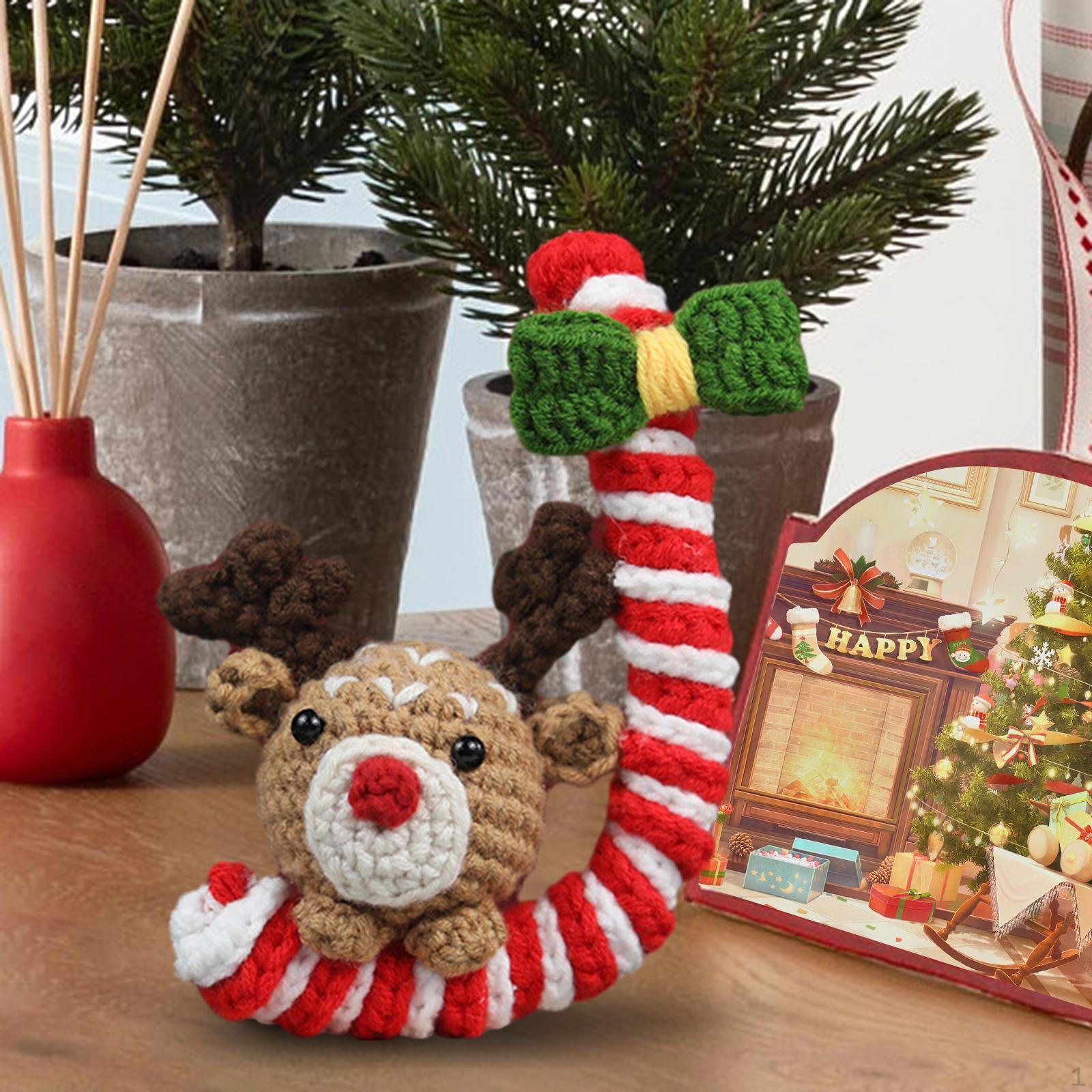 

Christmas Crochet Kits Crocheting Craft Set Pendant Handmade for Beginners DIY Doll crutch