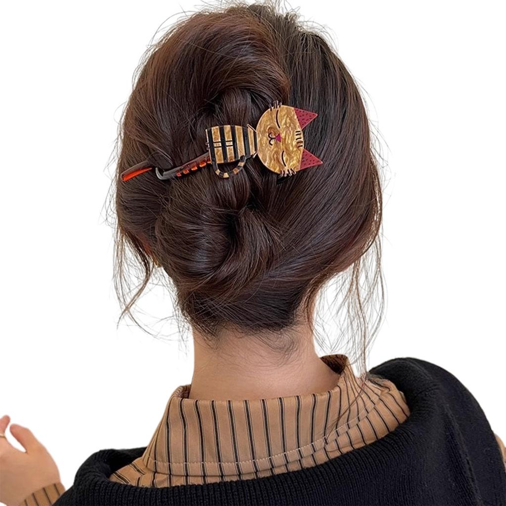 1/3pcs Twist Hair Clips For Women Cute Cartoon Cat Updo Barrettes Anti Slip Elegant Hair Gripper Clip Girls Hair Accessories