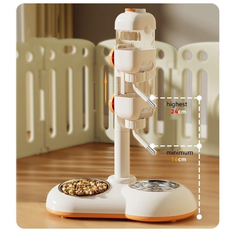 Large Dog Bowl 2 in 1 Pet Feeders Water Feeder Adjustable Height Feeder Waterer Food Container Bowl