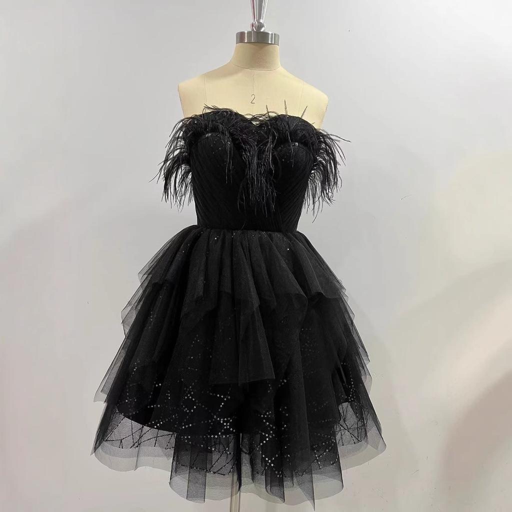 Black dress sexy black waist thin ballet princess halloween tutu tube top short dress