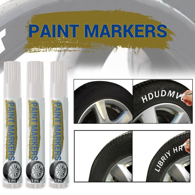 3 Piezas Marcador de Pintura Impermeable Blanco Bolígrafos de Pintura Blancos Bolígrafo de Pintura Para Neumáticos de Coche