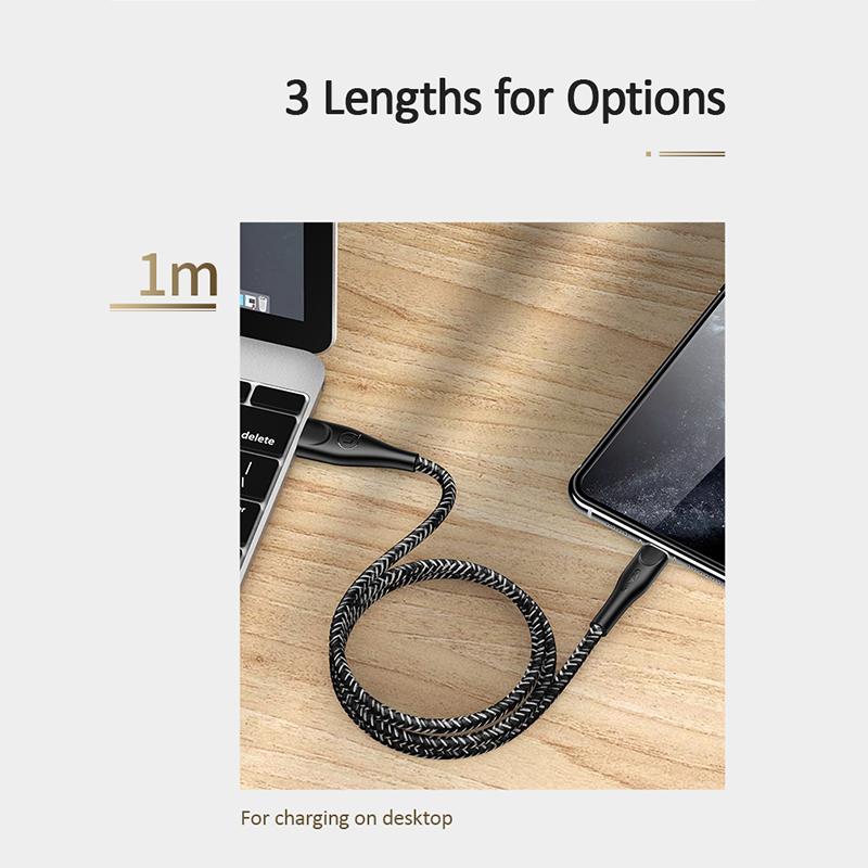 USAMS 2A 1m 2m 3m Micro USB Type C Lightning Phone Charge Data Braided Cable For iPhone 13 12 11 Huawei Samsung Xiaomi Redmi