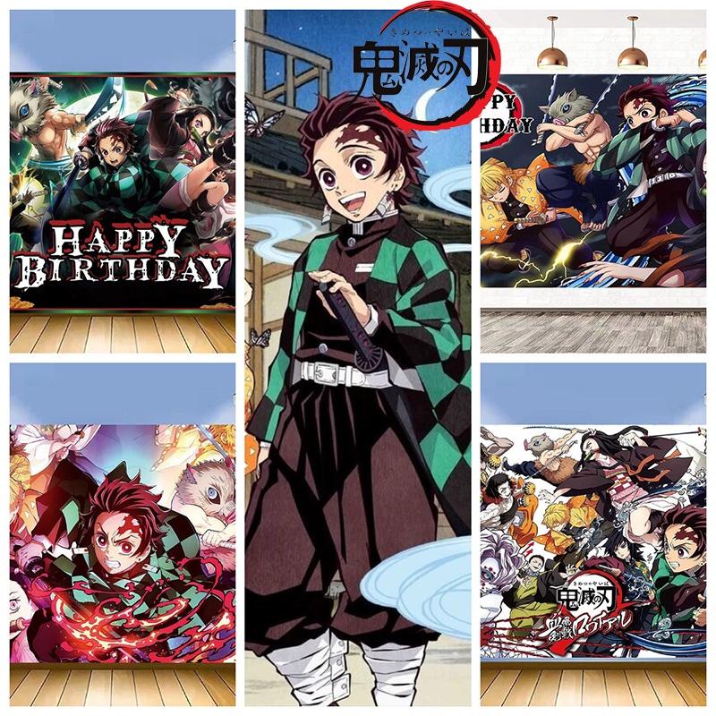 Tela de Fondo de Vinilo Temática de Demon Slayer Para Estudio Interior y Decoración de Fiestas Regalo Ideal Para Adolescentes