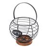Coffee Pod Holder Organizer Metal Grid Coffee Pod Storage Basket with Wooden Base for Kitchen Counter Desktop