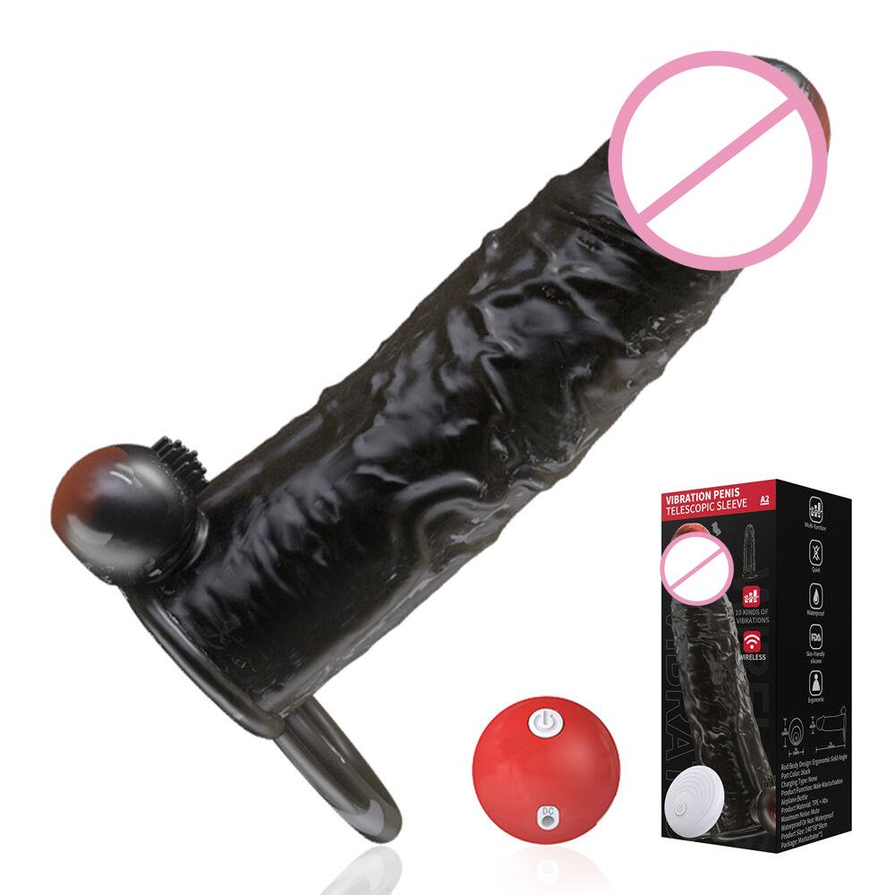 Vibrating Condoms Enlargement For Men Reusable Condoms Dildo Vibrator Penis Ring Sleeve Adult Sex Shop Sex Toy for Couples