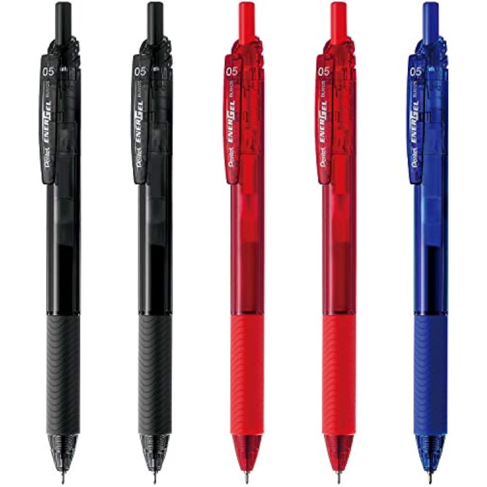 Pentel Ballpoint Gel Ink Gel S 0.5mm BLN125-5AMZ 2 Black, 2 Red, 1 Blue