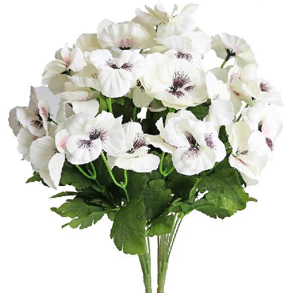 Htmeing 2 шт. 10 головок Искусственные Анютины глазки Орхидеи Кусты Цветы Украшение для дома офиса свадьбы (Фиолетовый Синий)