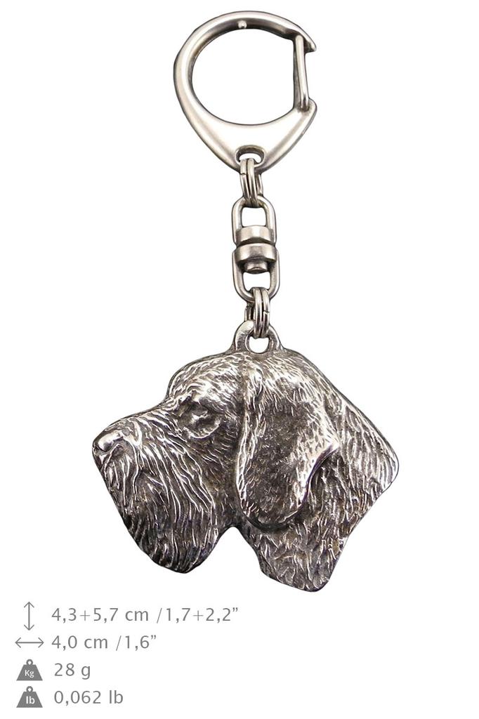 German Wirehaired Pointer - Silver-plated Key Ring with a Dog In a Gift Box, Handbag Decoration, Backpack Pendant by Art-Dog Brand