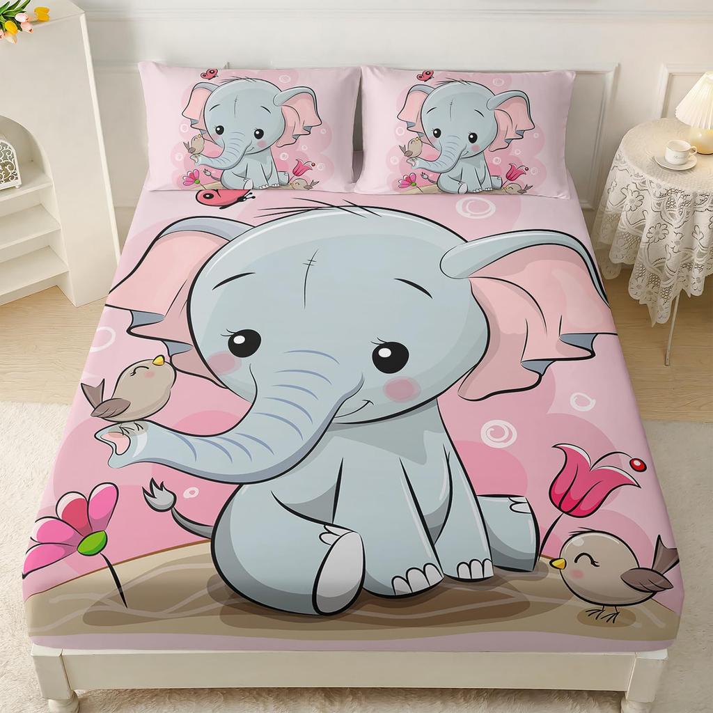 Animal Cat Pattern Mattress Three-Piece Digital Printing Mattress Bedding Set Adult Children