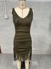 Retro Western Style Deep V Spaghetti Strap Fringe Slim Fit Vest Dress