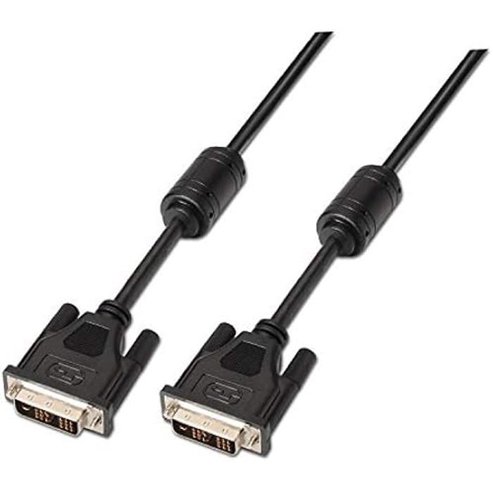 AISENS A117 – 0086 – Câble DVI 18 + 1 avec ferrite (1,8 m, Support de résolutions 1920 x 1200) Couleur Noir