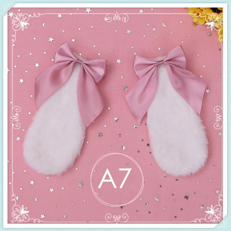 1Pair Bunny Ears Hair Clips Ribbon Bow Hair Clip Costume Headwear Cosplay
