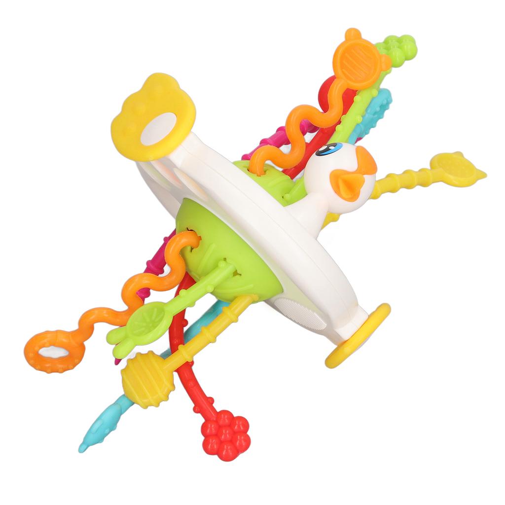 Jucărie pentru copii mici cu șnur de tras, educativă, liniștitoare, în formă de rață, multifuncțională, jucărie cu șnur de tras, albă