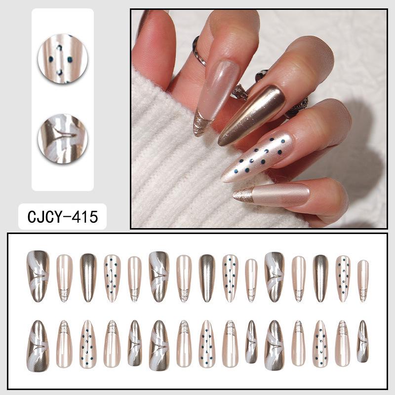 O8 Long Nail Art Tips - European & American High-End Wearable Summer Stickers