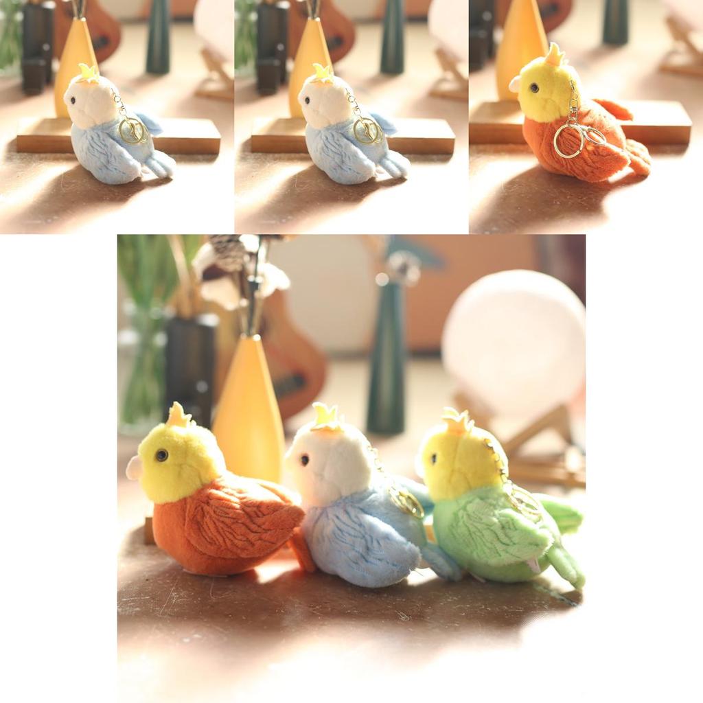Cute Soft Plush Parrot Pendant Keychain Adorable Stuffed Bird Toy With Pp Cotton Filling