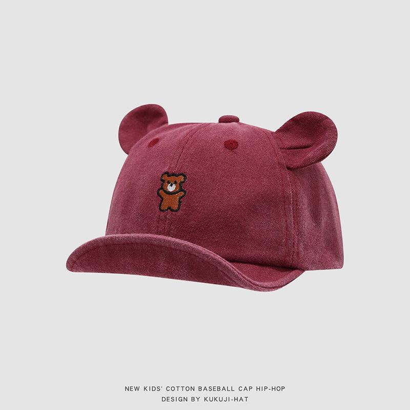 Korean Baby Hat: Spring/Autumn Unisex Toddler Bear Baseball Cap, Cute Soft Brim Duckbill Design