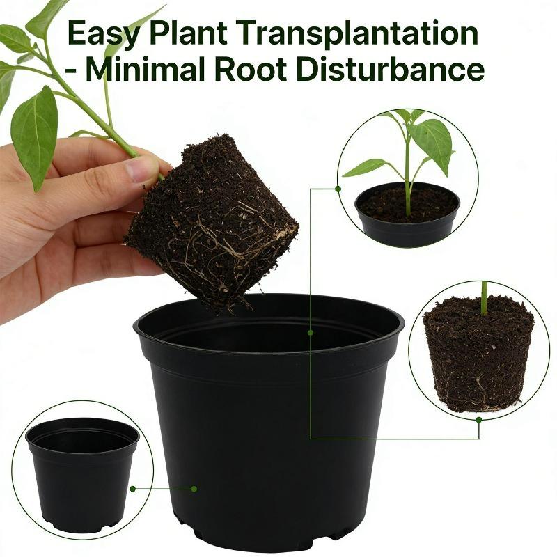 10PCS Black Plant Nursery Pots with Drainage Holes Home Indoor Outdoor Balcony Garden Planting Flower Pots Plastic Grow Boxes