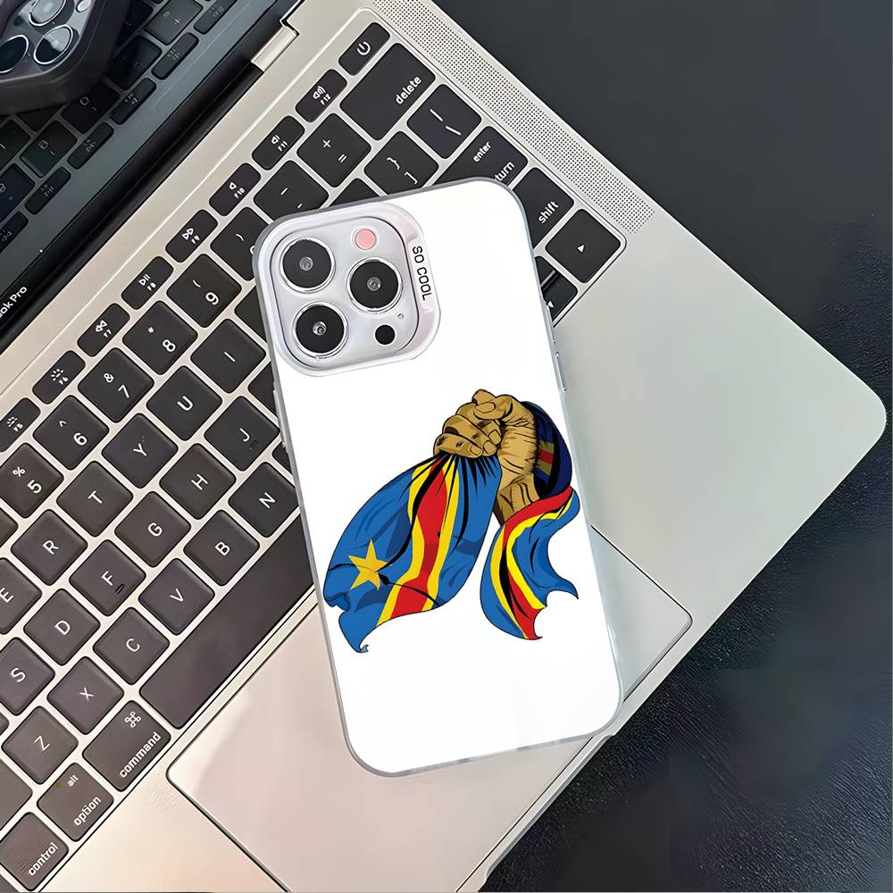 Democratic Republic Congo Flag For iPhone 17,16,15,14,13,12,11,Mini,Pro,E,SE4,XS,MAX White Shockproof Candy Matte Cover