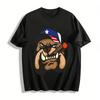 Amerikanisches grummeliges Schwein Druck T-Shirt Trendiger Street Style Lässiges Oberteil Reines Baumwoll-T-Shirt