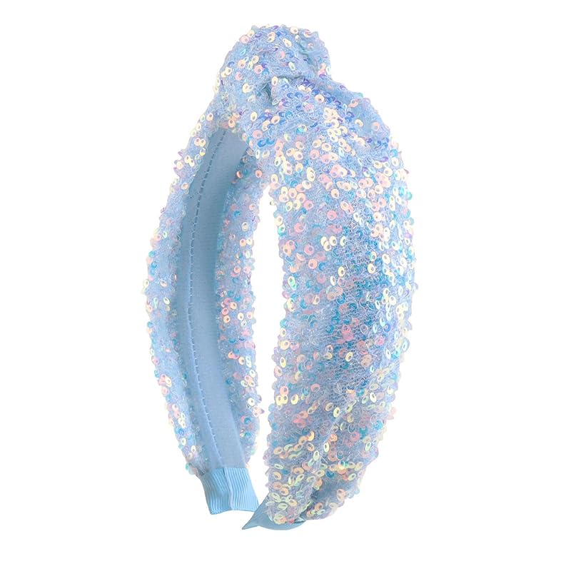 Yellow Glitter Knotted Headband Summer Knot Hair Bands Fashion Sequin Hair Hoop Women Girls Hair Accessories for Summer Theme Birthday Wedding Party