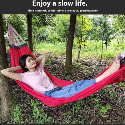 1PC Outdoor Portable Camping Swing Ice Silk Hammock Sturdy Thickened Nylon Mesh Hammock Breathable Garden Hanging Swing