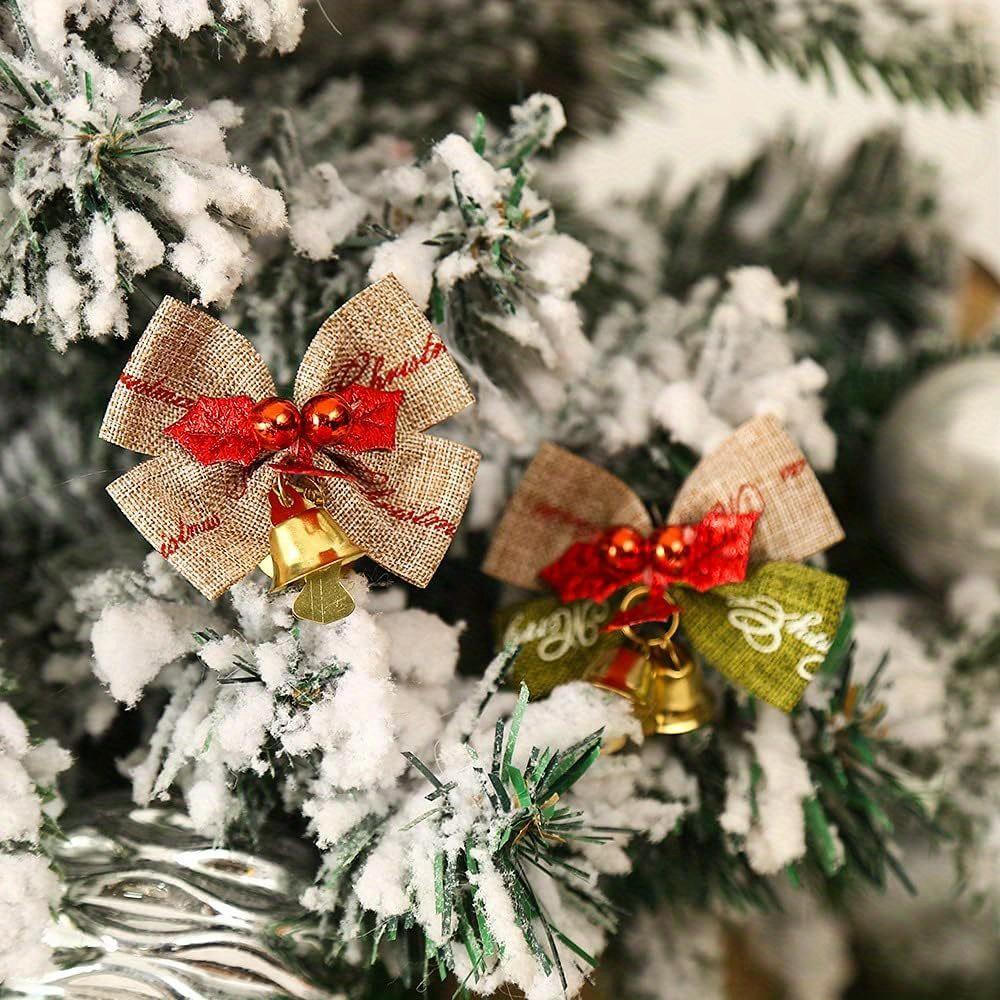 Mini Christmas Bows - Red & Green Holiday Decorations, Glossy Accent Center, Year-Round Use for Halloween, Thanksgiving, New