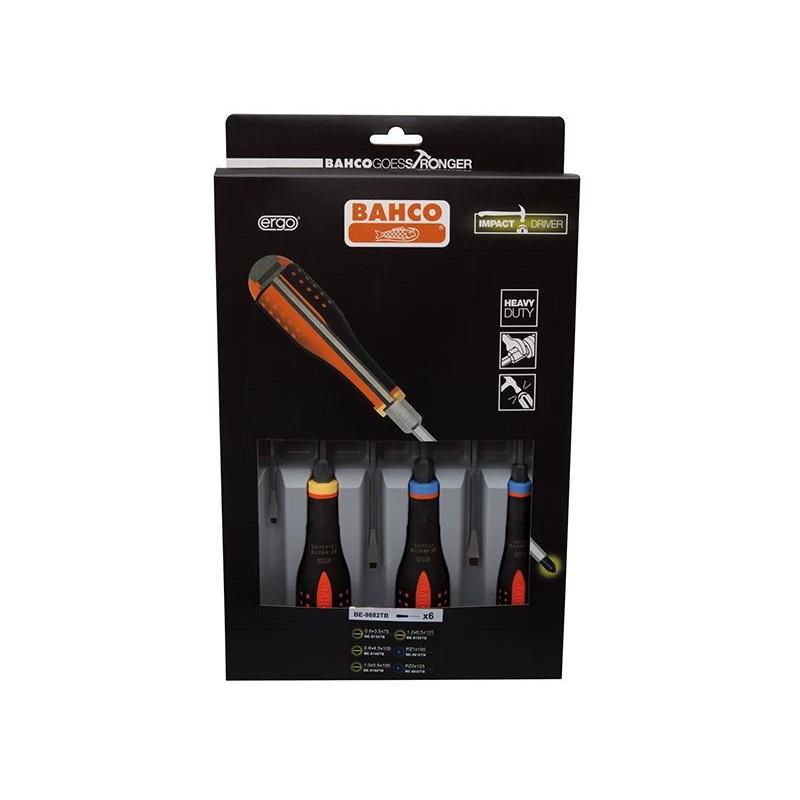 Bahco Be-9882tb Ergo Through Blade Screwdriver Set, 6 Piece