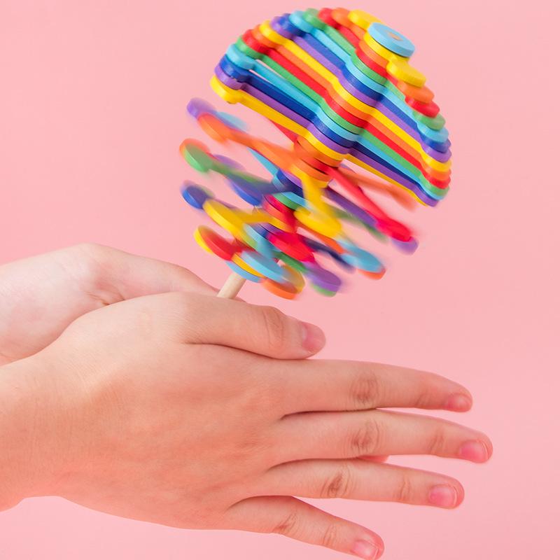 

Colorful Rotating Lollipop Wooden Decompression Toy - Educational & Fun, TikTok Trend