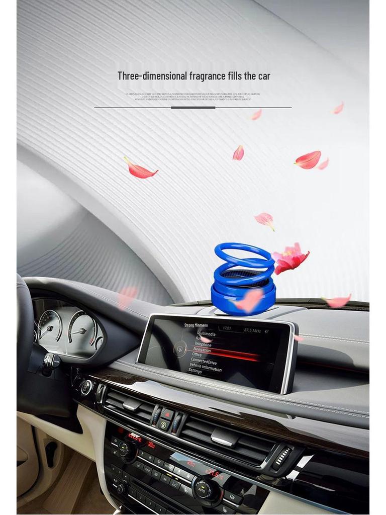 Solar-Powered Rotating Car Perfume with Double Ring Design