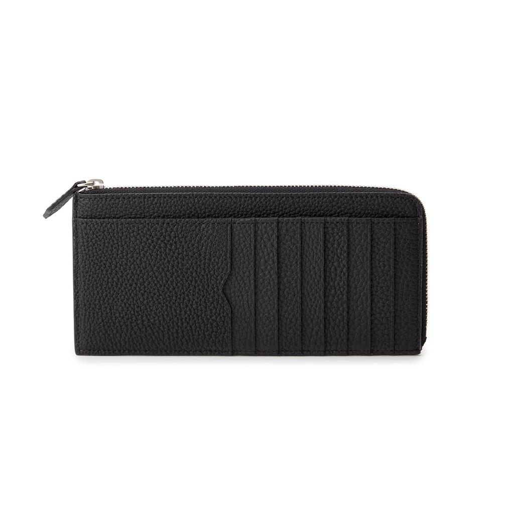 BONAVENTURA Long Wallet in Shrink Leather Made with the finest European genuine Perfect as a L-Zip [Black]. leather. Minimalist, thin, leather. gift.
