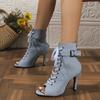 Fashion Lasyarrow Woman Ankle Latin Dance Shoes for Girls Soft Bottom Ballroom Salsa Shoes for Dancing Ladies High Heel Latino Shoes