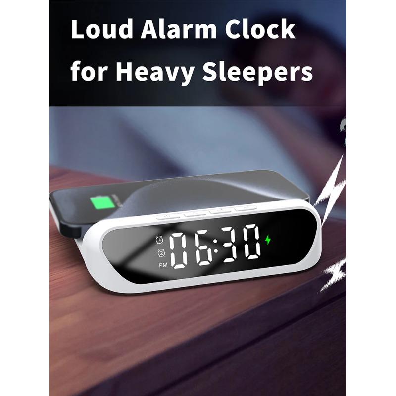 Πολυλειτουργικός φορτιστής επιτραπέζιο ρολόι ασύρματος φορτιστής κινητού τηλεφώνου ψηφιακή οθόνη ρολόι 2 σε 1 ασύρματος φορτιστής ένα τοποθετήστε ένα