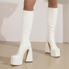 European and American Thick-soled High-heeled Special-shaped and Square-head Fashion Elastic Knee-length Women's Boots