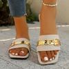 Viereckiger Kopf große Größe Damen Sommer neu Europäische und amerikanische Mode Metallkette Strand coole Hausschuhe