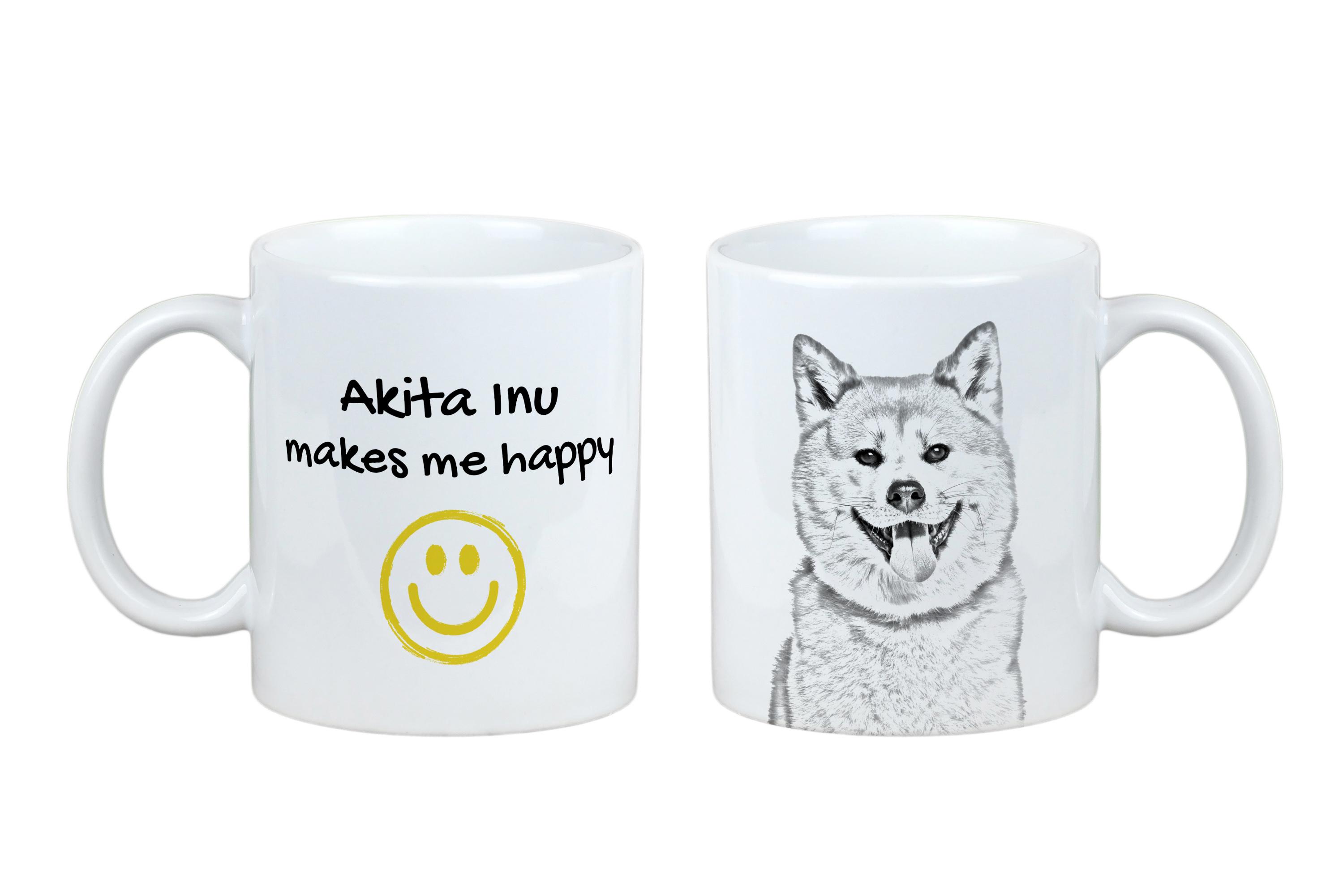 

Akita, Akita Inu - cup with a dog, cheerful cup for a dog lover, personalized gift from the Art-Dog brand білий